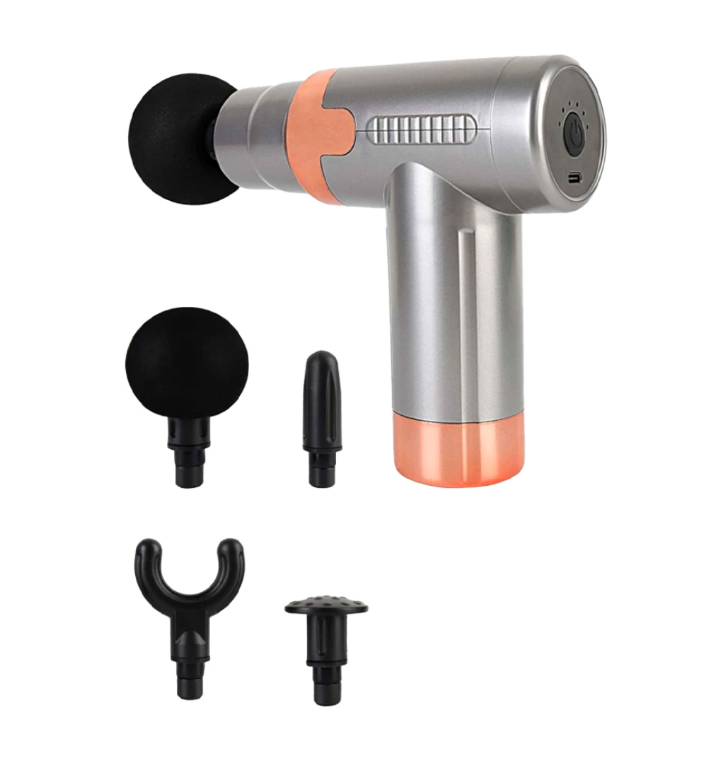 Массажер аккумуляторный Fascial JY-760 ручной вибромассажер с насадками Серый (MSGRII-01)