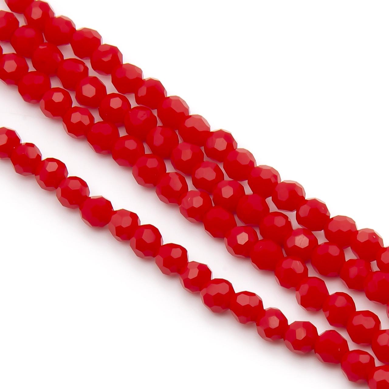 Бусины хрусталь огранка шар 95 шт. 37 см 4 мм Красный (БС0004х07)