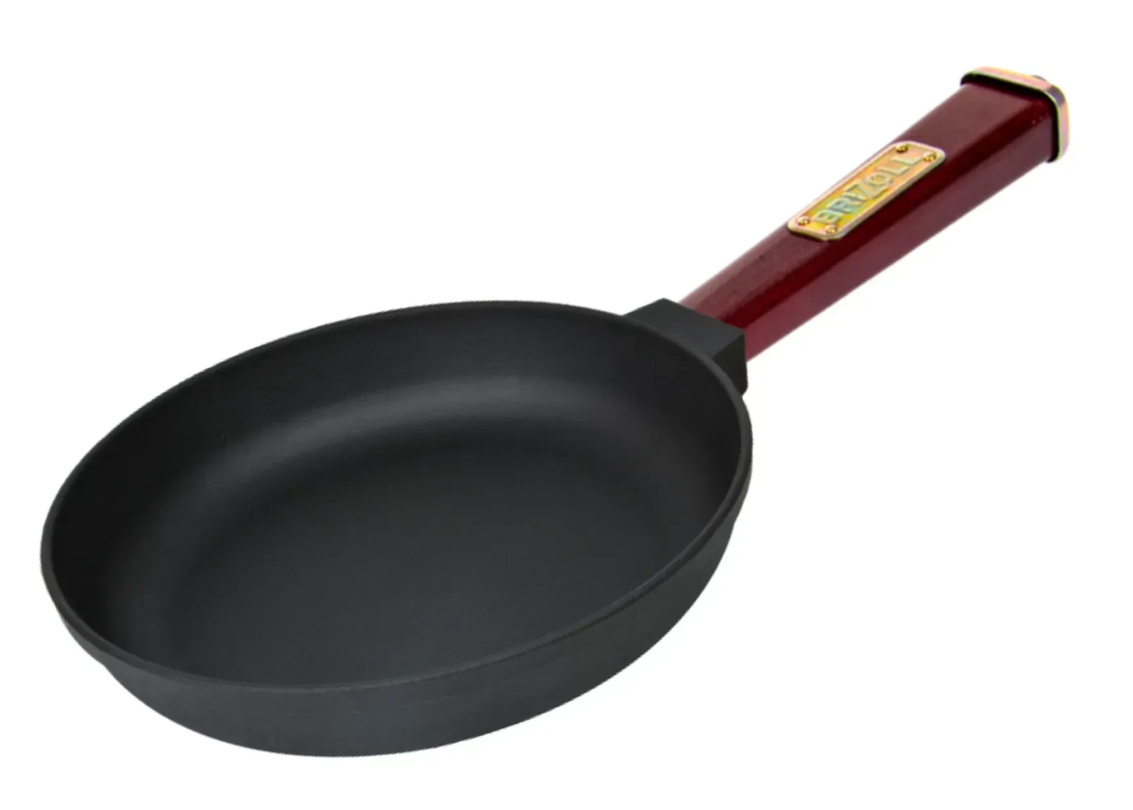 Сковорода чугунная Brizoll Optima с деревянной ручкой Bordo 220х40 мм
