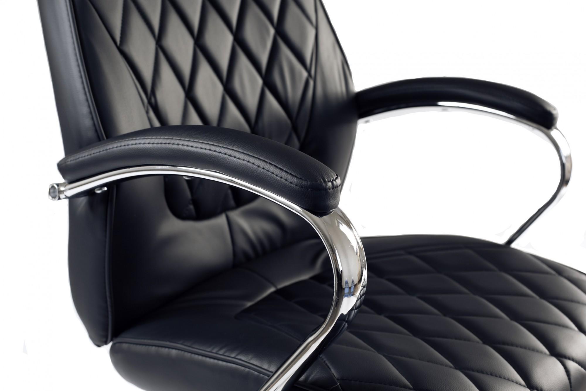 Кресло офисное компьютерное ApolloDesign хром Anyfix экокожа Черный - фото 6