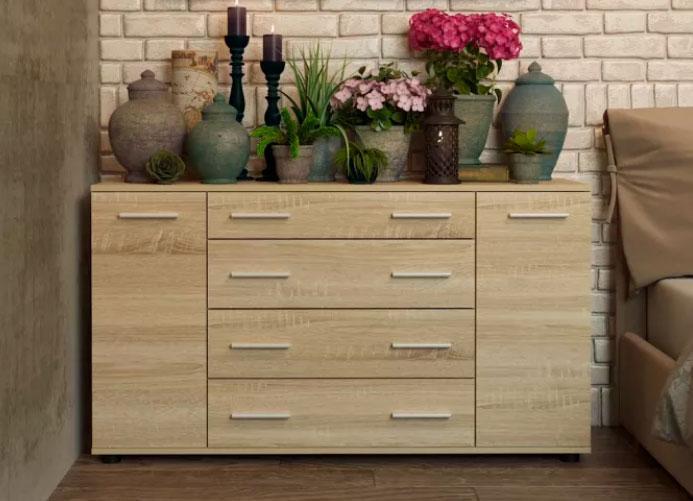 Комод Еверест К-4 130х38х73 см Дуб сонома (EVR-20268)