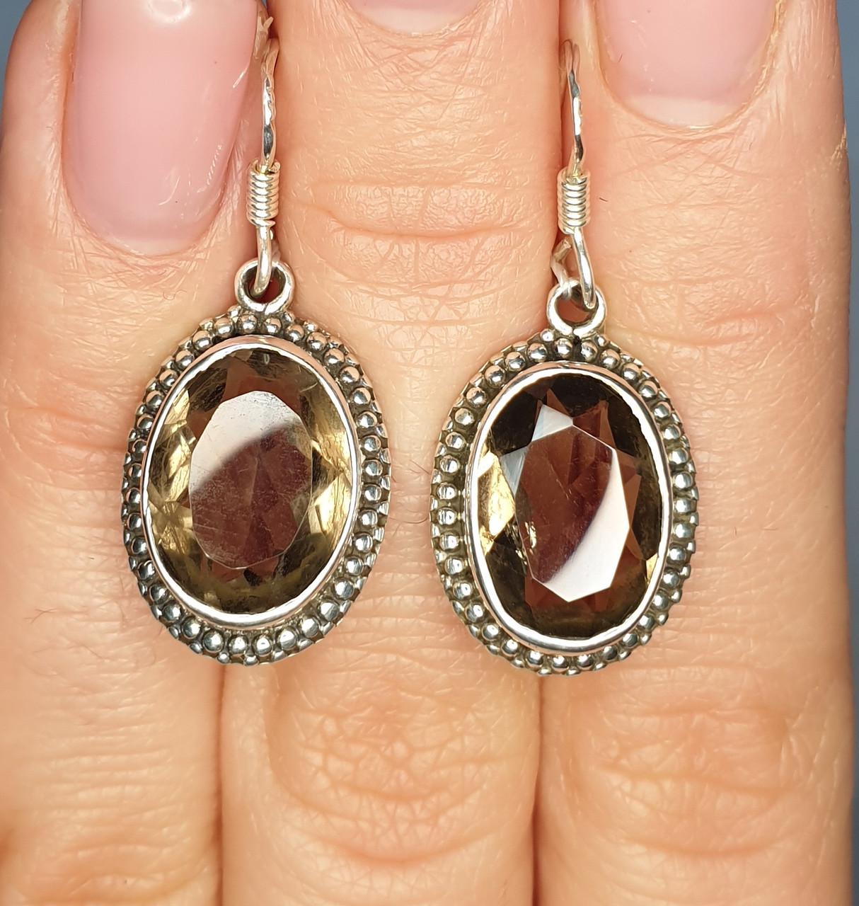 Серьги серебряные с раухтопазом 7,55 г (1363139064)