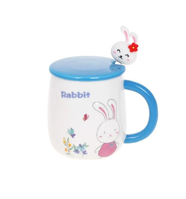 Чашка фарфоровая Rabbit с крышкой и ложкой 430 мл