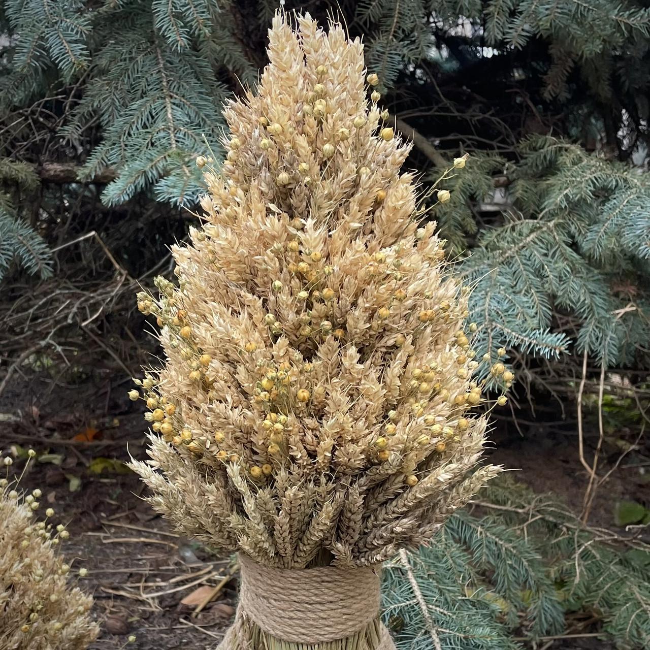 Рождественский дидух из пшеничных колосьев и льна 50 см (2023279252) - фото 2 Рождественский дидух из пшеничных колосьев и льна 50 см (2023279252) - фото 2