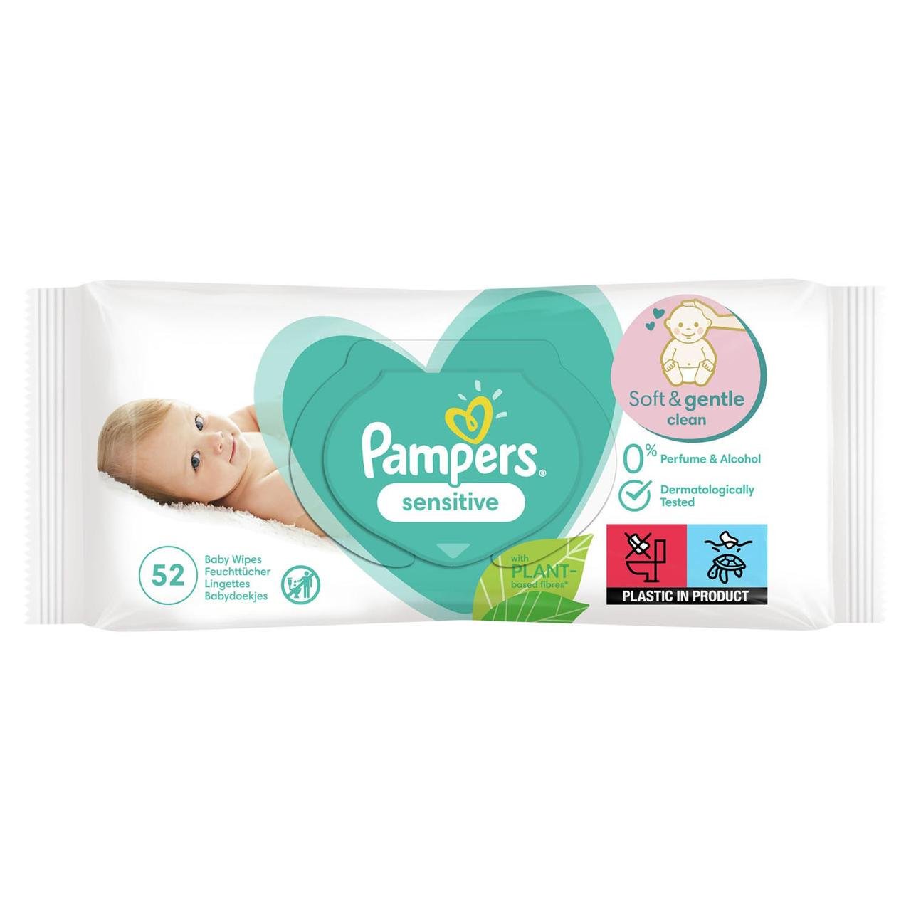 Вологі cepветки дитячі PAMPERS Sensitive 52 шт. (8001841041391)