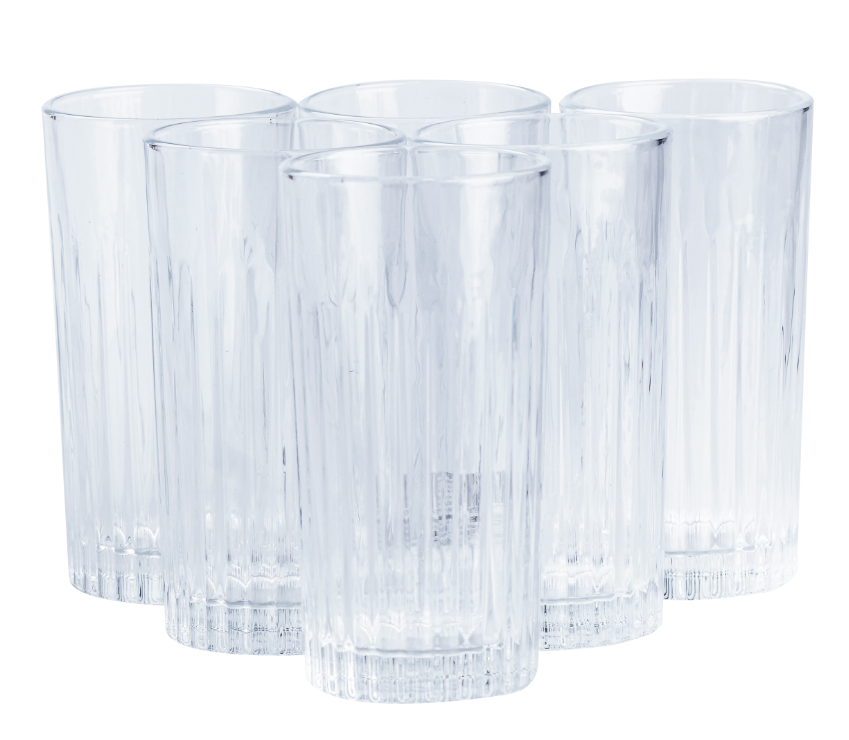 Набір склянок Living Home високих ребристих 6 шт. по 360 мл Прозорий - фото 2
