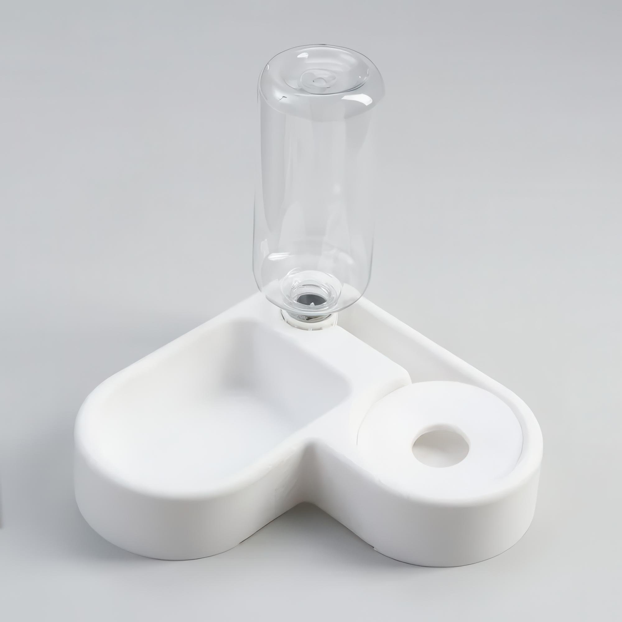 Миска двойная угловая 2в1 с автопоилкой для домашних животных Белый Миска двойная угловая 2в1 с автопоилкой для домашних животных Белый