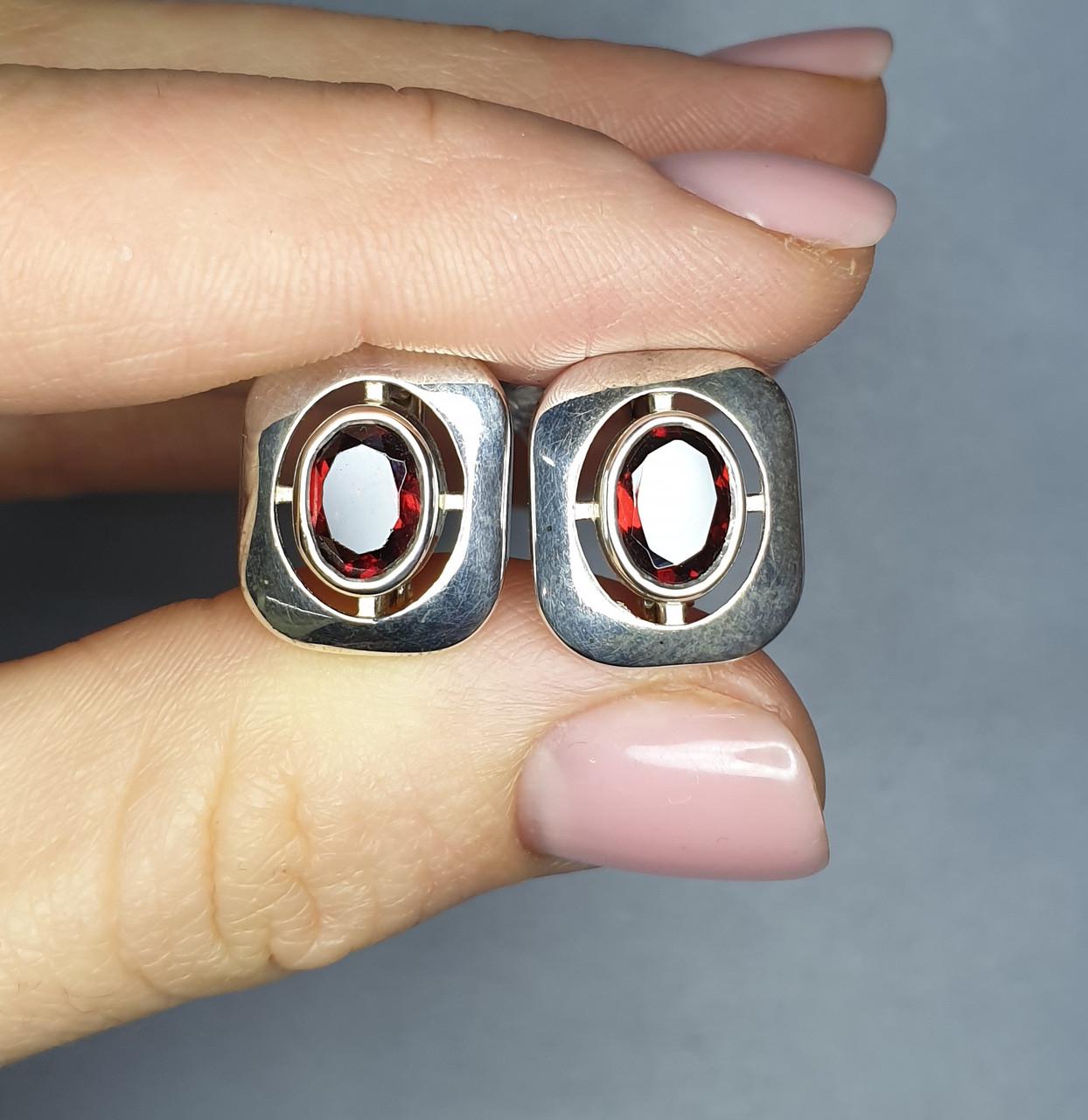 Серьги серебряные с гранатом 6,52 г (1357791162)