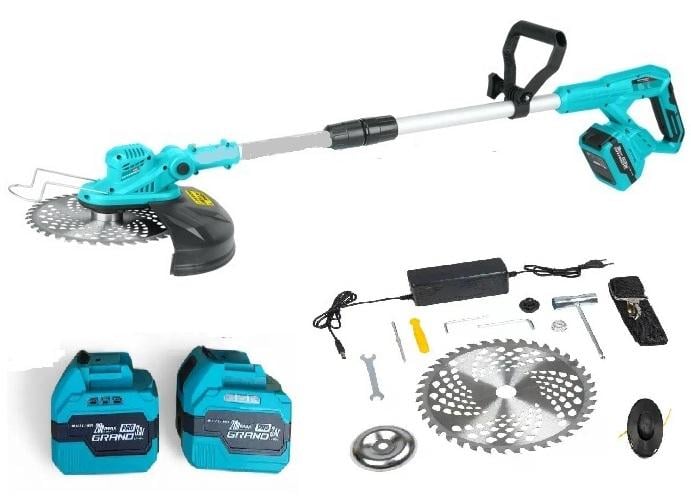 Триммер газонный аккумуляторный Grand АТГ-20 BL телескопическая штанга/безщеточный двигатель/2 аккумулятора 3 Ач/нож катушка с леской (32190841)