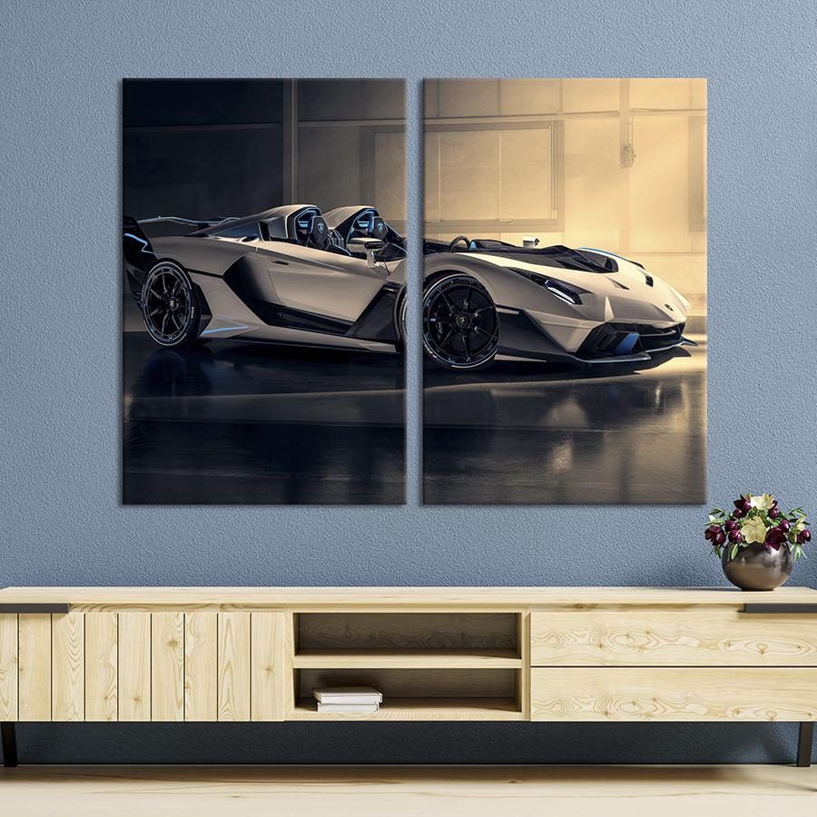 Картина на холсте Белая Lamborghini SC20 165x122 см (1269-2)