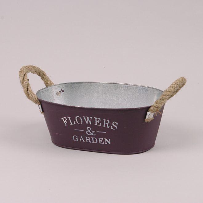 Кашпо металлическое Flora Flowers & Garden овальное Коричневый (39377)