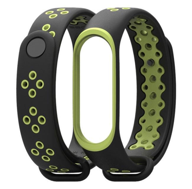 Силиконовый ремешок Primo Perfor Sport для фитнес-браслета Xiaomi Mi Band 4 Black/Green (1007373771) - фото 3