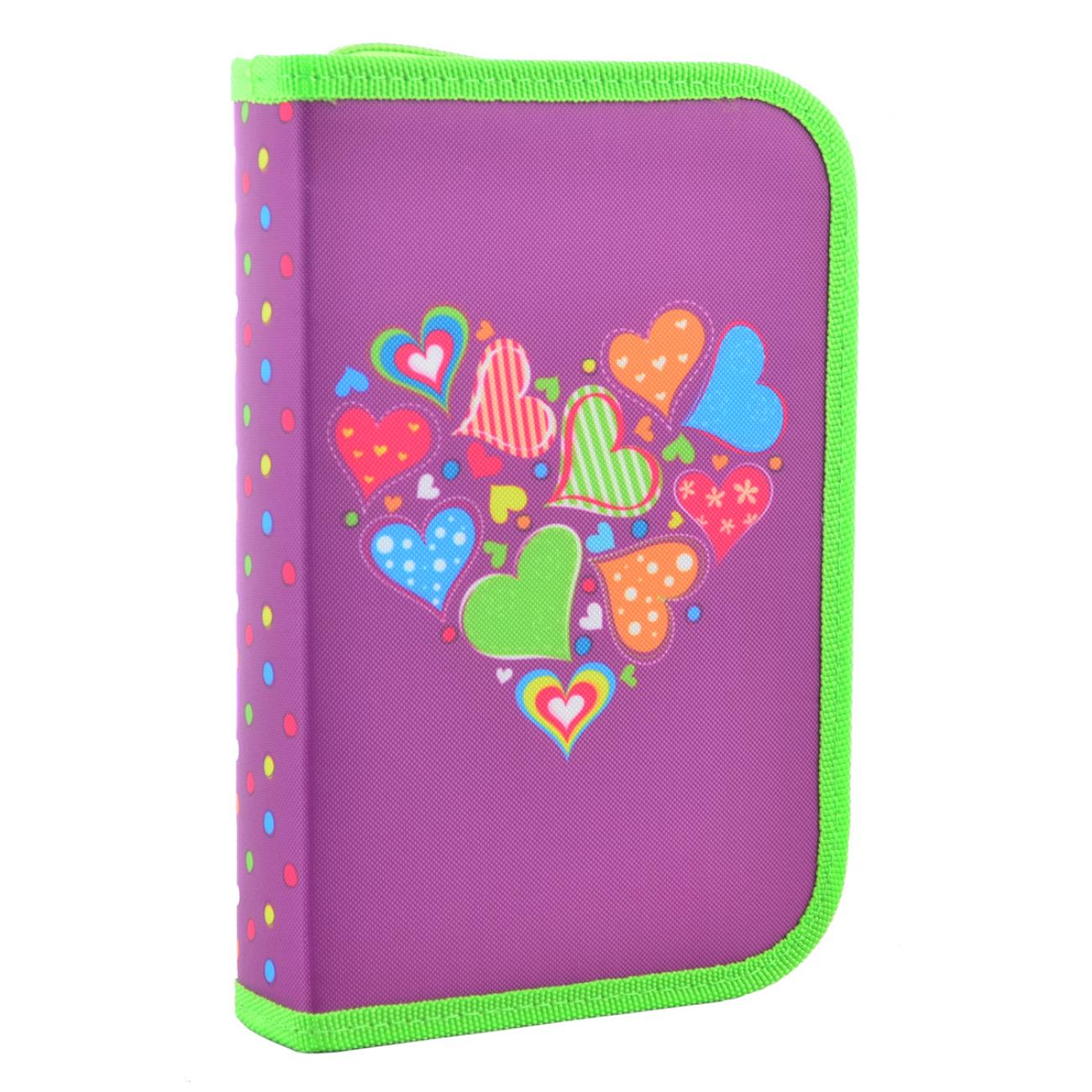 Пенал твердий Smart одинарний з двома клапанами Hearts purple (531683)