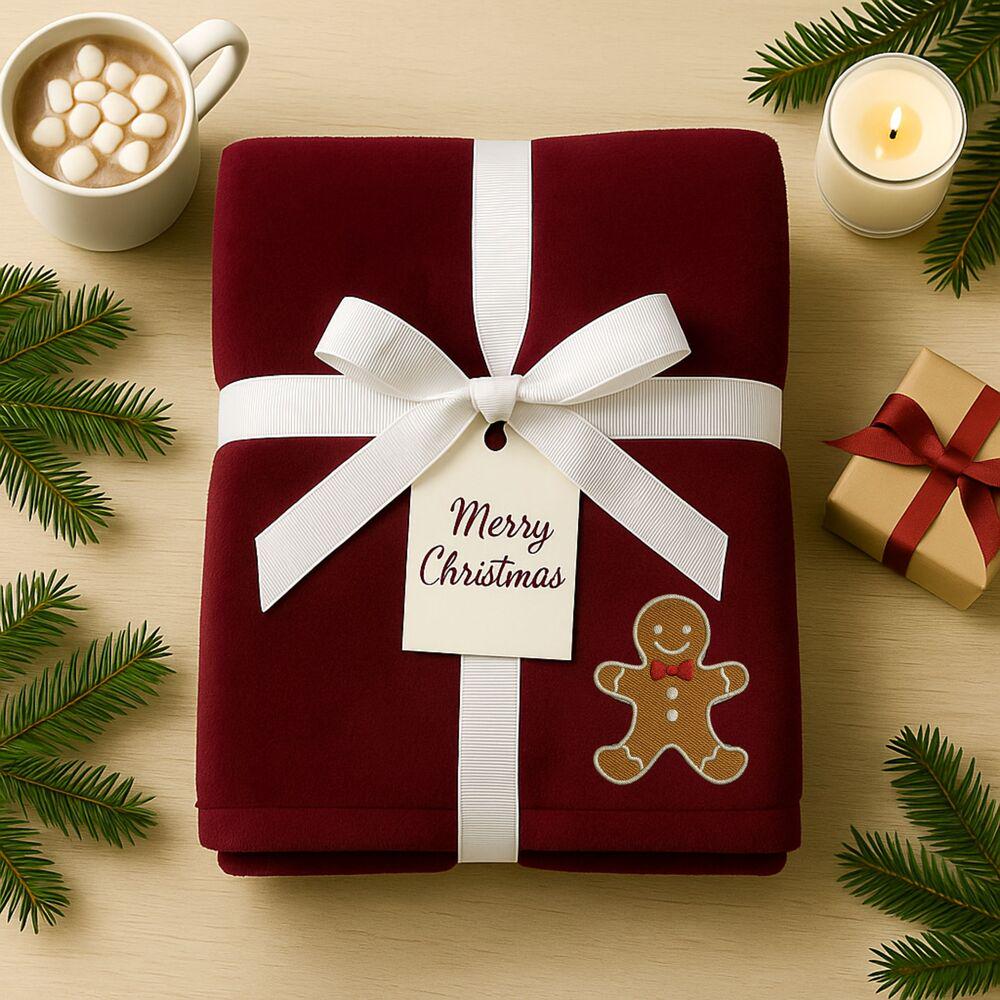 Плед-покрывало Велсофт Печенье с рождественской вышивкой 170х210 см Бордо (27086) - фото 4 Плед-покрывало Велсофт Печенье с рождественской вышивкой 170х210 см Бордо (27086) - фото 4