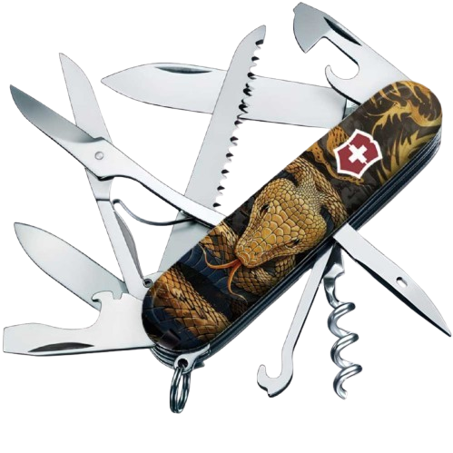 Нож складной многофункциональный Victorinox HUNTSMAN ZODIAC Деревянная змея 17 функций 91x27x21 мм (Vx13713.3_Z4280pk) Нож складной многофункциональный Victorinox HUNTSMAN ZODIAC Деревянная змея 17 функций 91x27x21 мм (Vx13713.3_Z4280pk)
