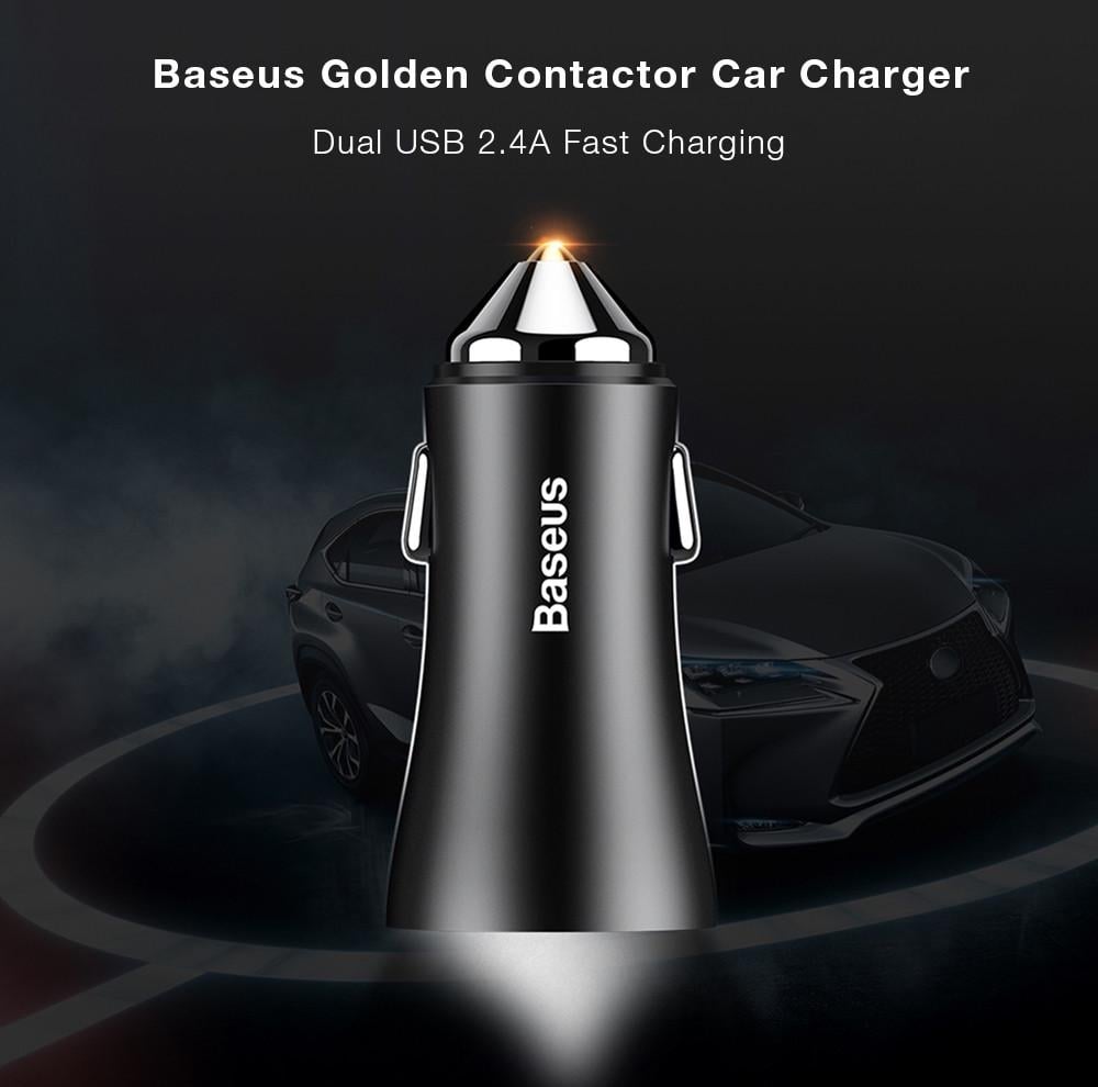 Автомобільний зарядний пристрій BASEUS Golden Contactor Intelligent 2USB 2,4 A - фото 4