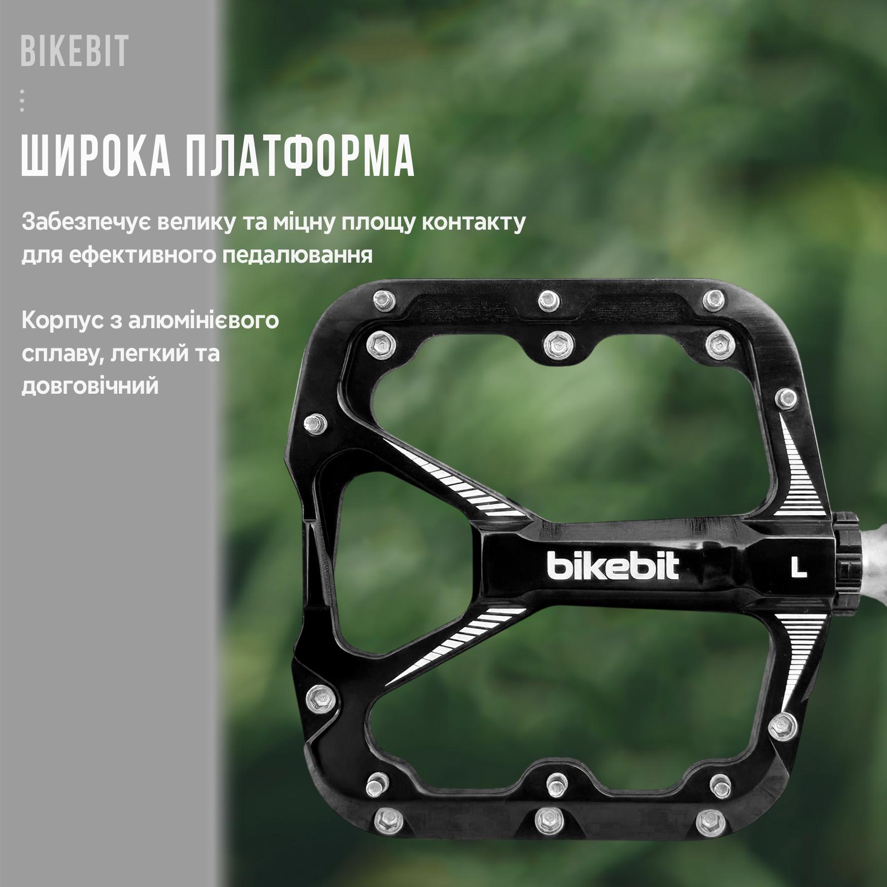 Педалі велосипедні BIKEBIT JT88 3 пром-підшипника/Cartridge Axle/алюмінієві Чорно-червоний (BB-JT88-5420) - фото 4