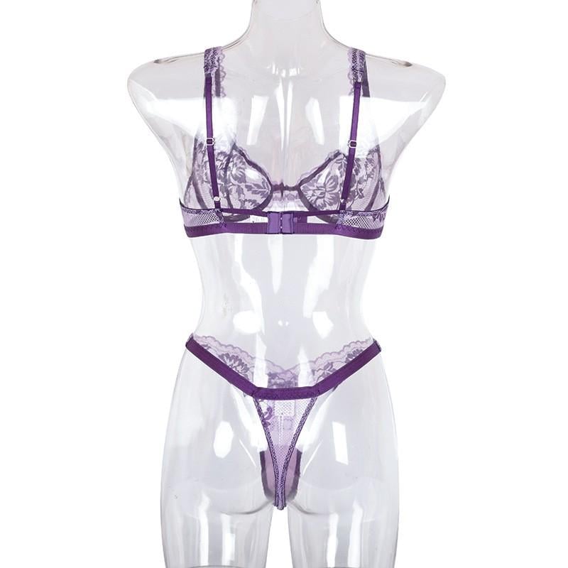 Комплект с цветочным кружевом S Сиреневый (1005002419889656) - фото 6