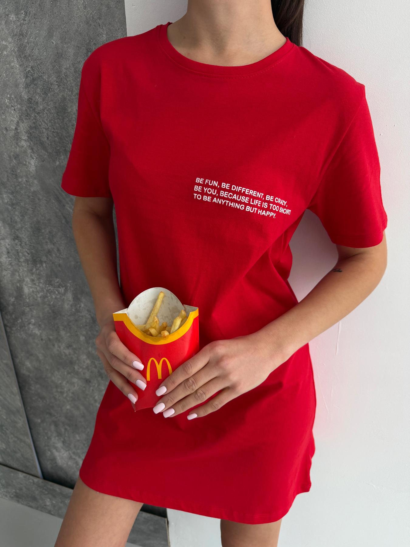 Туника-футболка Be Happy L Красный (ST3) - фото 2 Туника-футболка Be Happy L Красный (ST3) - фото 2