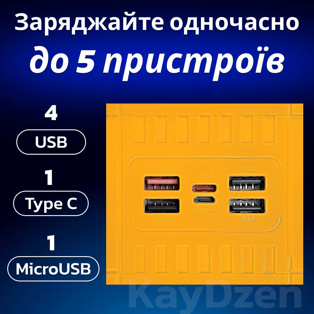 Повербанк Andowl Q-CD6500 68000 mAh быстрая зарядка QC3.0 PD30W Желтый (21e6f1bf) - фото 5