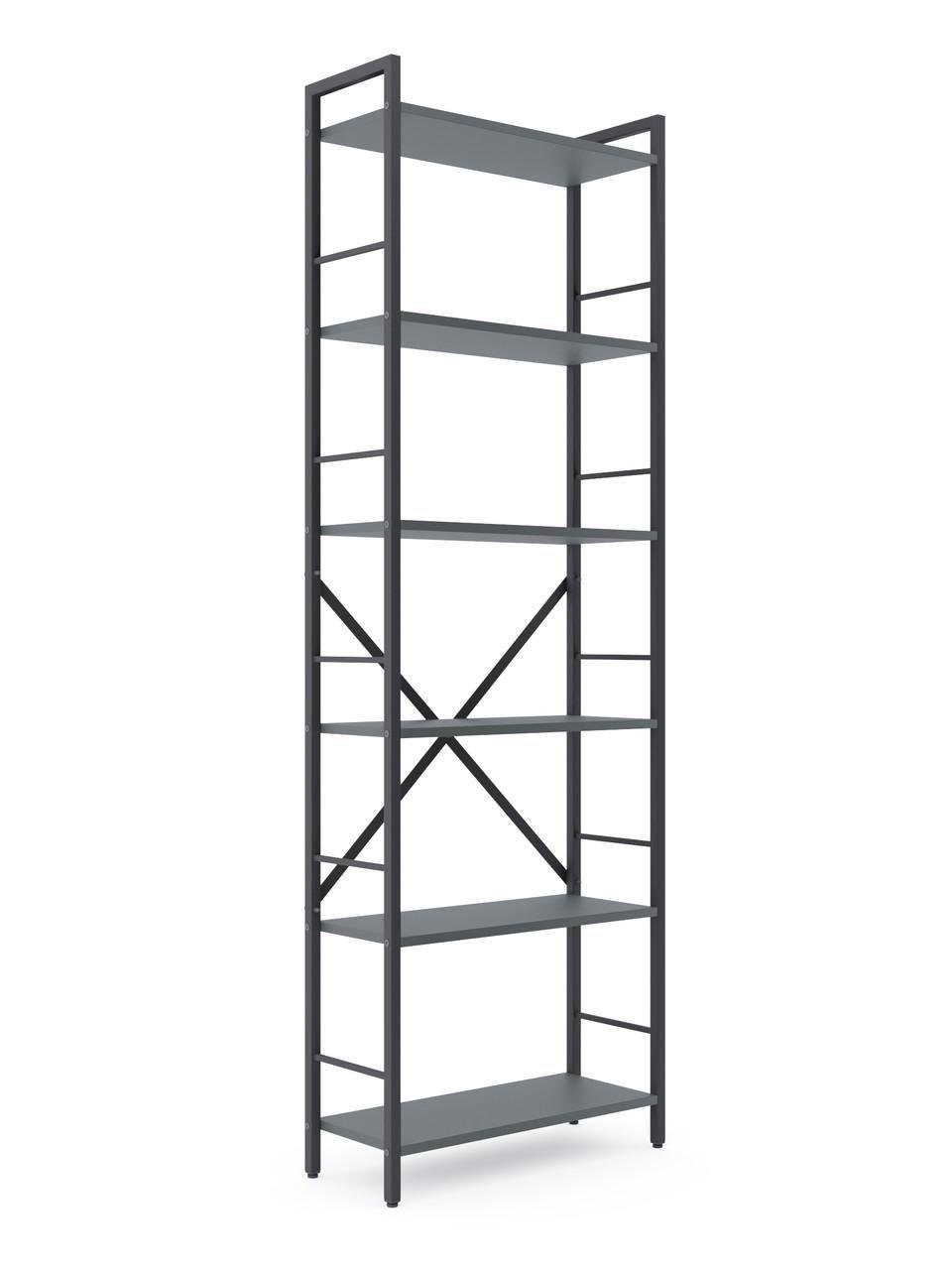 Стелаж Меткас Лофт 35 кг/полицю 6 полиць ЛДСП 1800x600x240 мм Антрацит (2640911723) - фото 2 Стелаж Меткас Лофт 35 кг/полицю 6 полиць ЛДСП 1800x600x240 мм Антрацит (2640911723) - фото 2