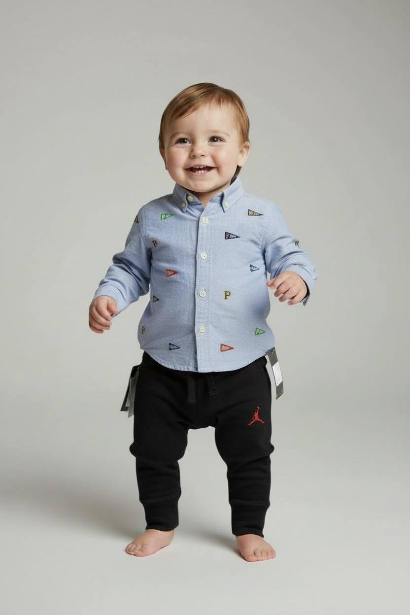 Сорочка Polo Ralph Lauren 9 місяців 75 см з логотипом Блакитний