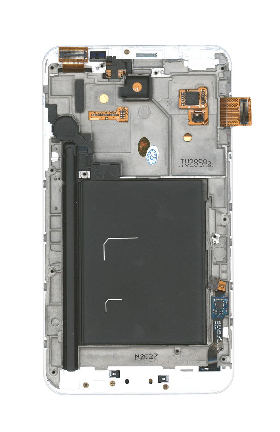 Матрица с тачскрином для телефона Samsung Galaxy Note 1 GT-N7000 с рамкой Белый