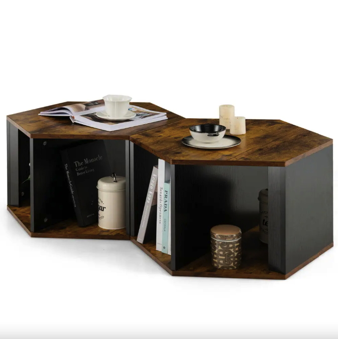 Комплект журнальных столиков Costway Neka шестиугольный Комплект журнальных столиков Costway Neka шестиугольный