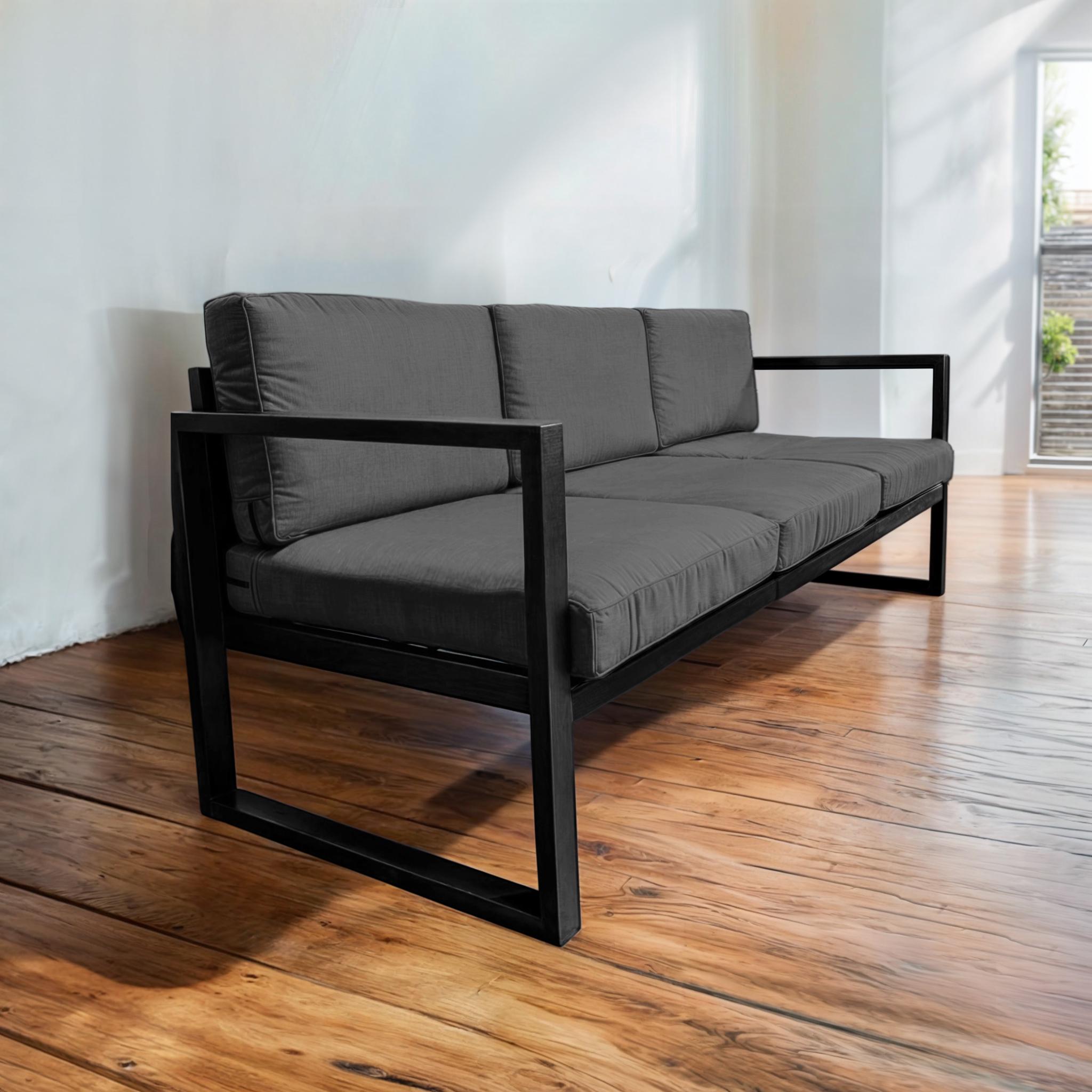 Диван металлический Tobi Sho Лофт Стейт DV1 с подлокотниками и мягкими подушками 750х2100х700 мм рогожка 34/Светло-серый - фото 1 Диван металлический Tobi Sho Лофт Стейт DV1 с подлокотниками и мягкими подушками 750х2100х700 мм рогожка 34/Светло-серый - фото 1