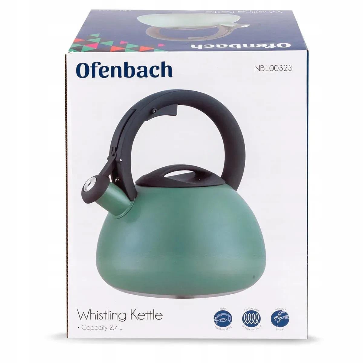 Чайник со свистком и нейлоновой ручкой Ofenbach KM-100323 из нержавеющей стали 2,7 л Зеленый (150-84-100323) - фото 7