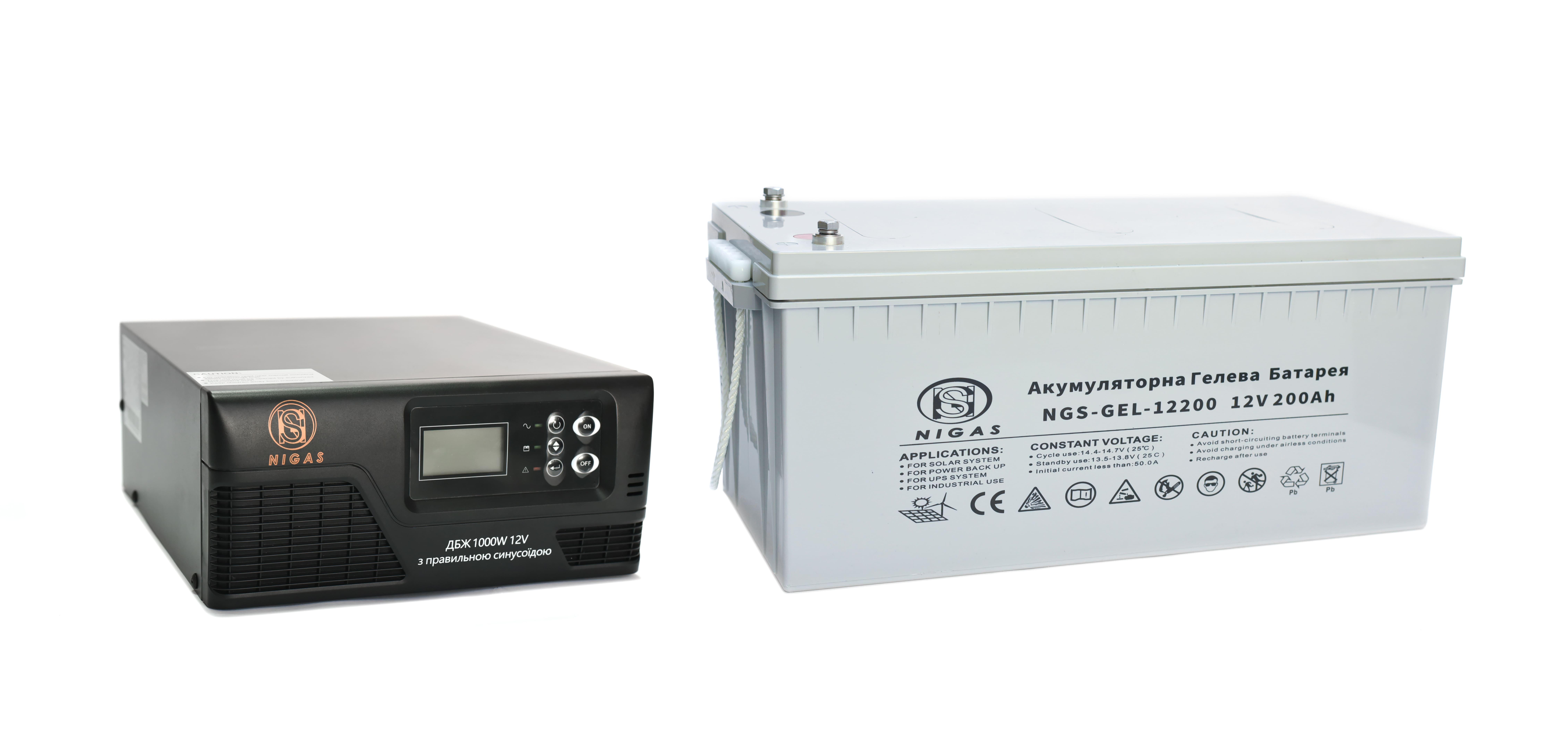 Комплект резервного живлення ДБЖ + гелева батарея NGS-1012 + АКБ NGS-GEL-12200 2400W