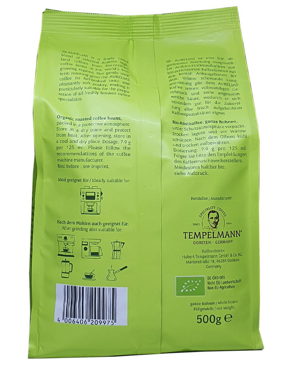 Кофе Tempelmann Aurelias 100% био арабика зерно 500 г (56524) - фото 3 Кофе Tempelmann Aurelias 100% био арабика зерно 500 г (56524) - фото 3