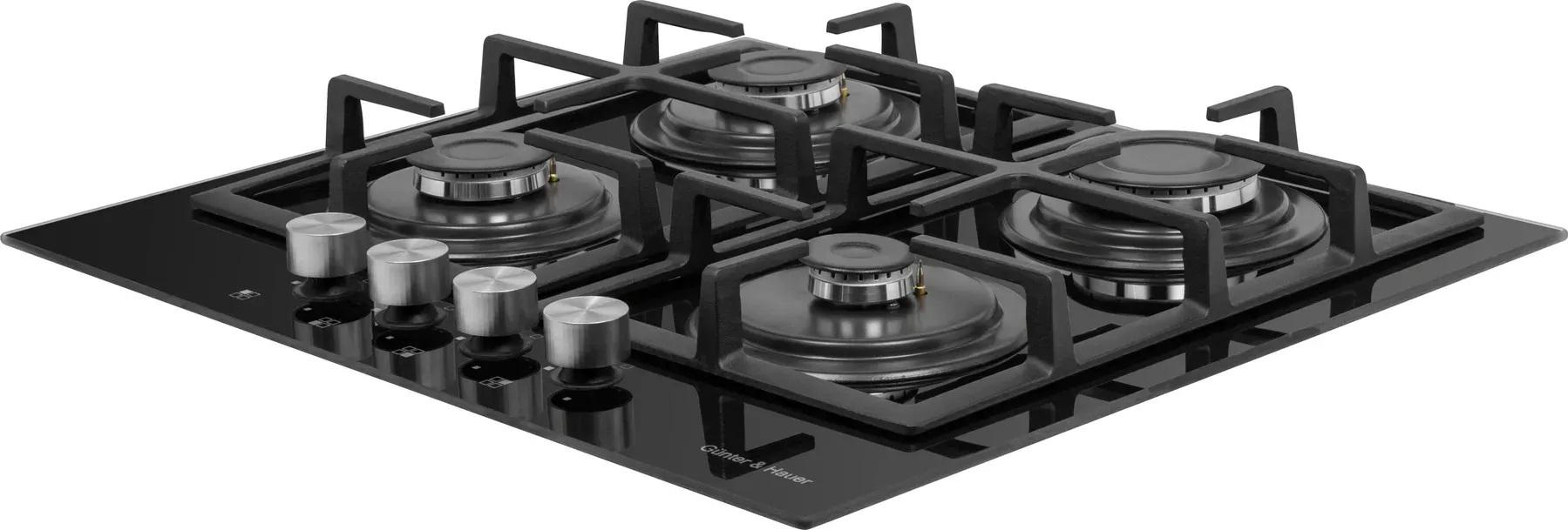 Газовая поверхность из закаленного стекла Gunter&Hauer GL 64 B надежная Газовая поверхность из закаленного стекла Gunter&Hauer GL 64 B надежная