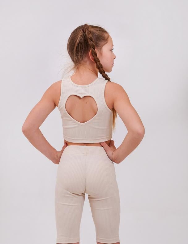 Топ детский для девочки Smil хлопок эластичный рубчик 122 см Бежевый (110805)