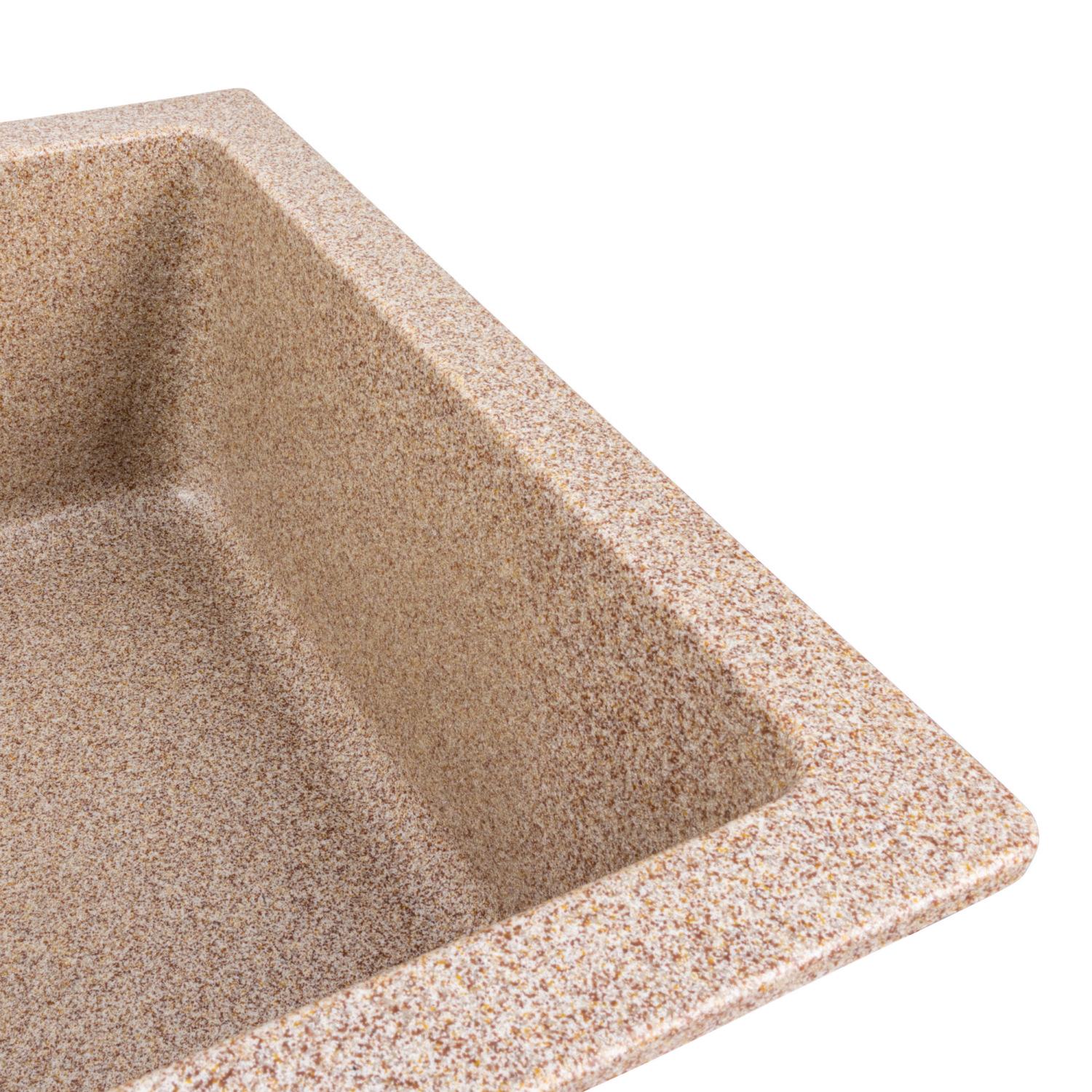 Мийка кухонна Platinum PLS-A39146 гранітна прямокутна 780x450 мм Бежевий (25961066) - фото 4