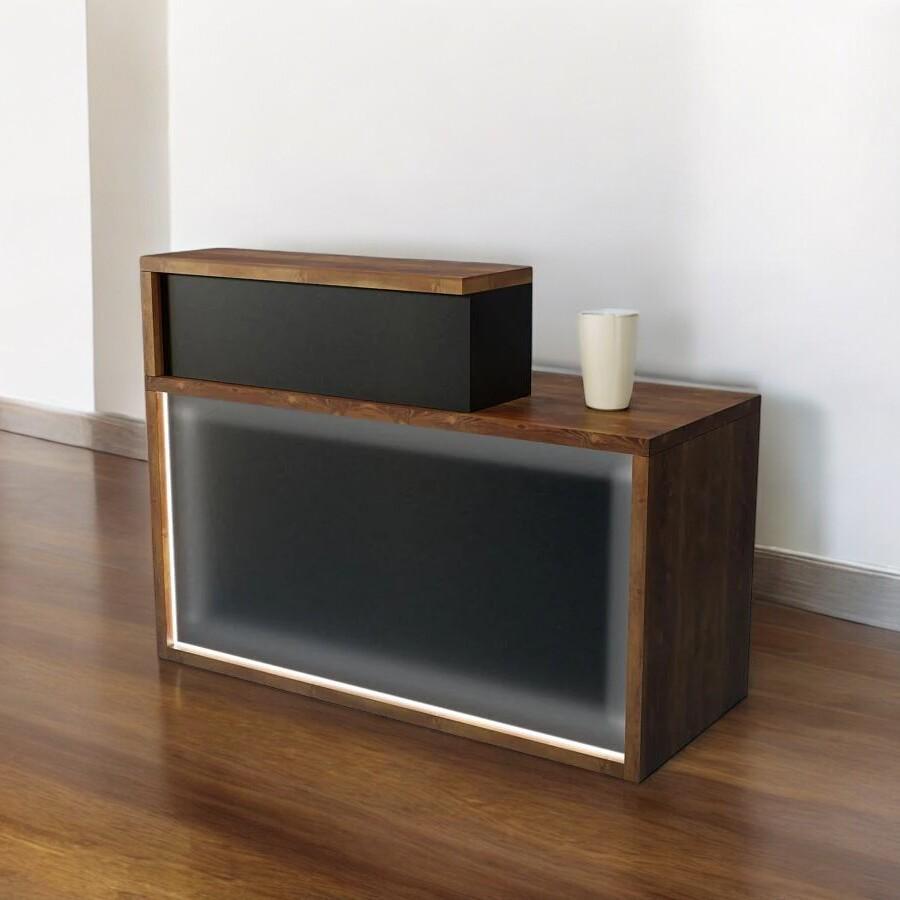 Стойка администратора прямая ТОБІ ШО Ресепшн/4 правосторонняя с подсветкой 1400х600х1050 мм Файервуд/Черный (29030923) - фото 3