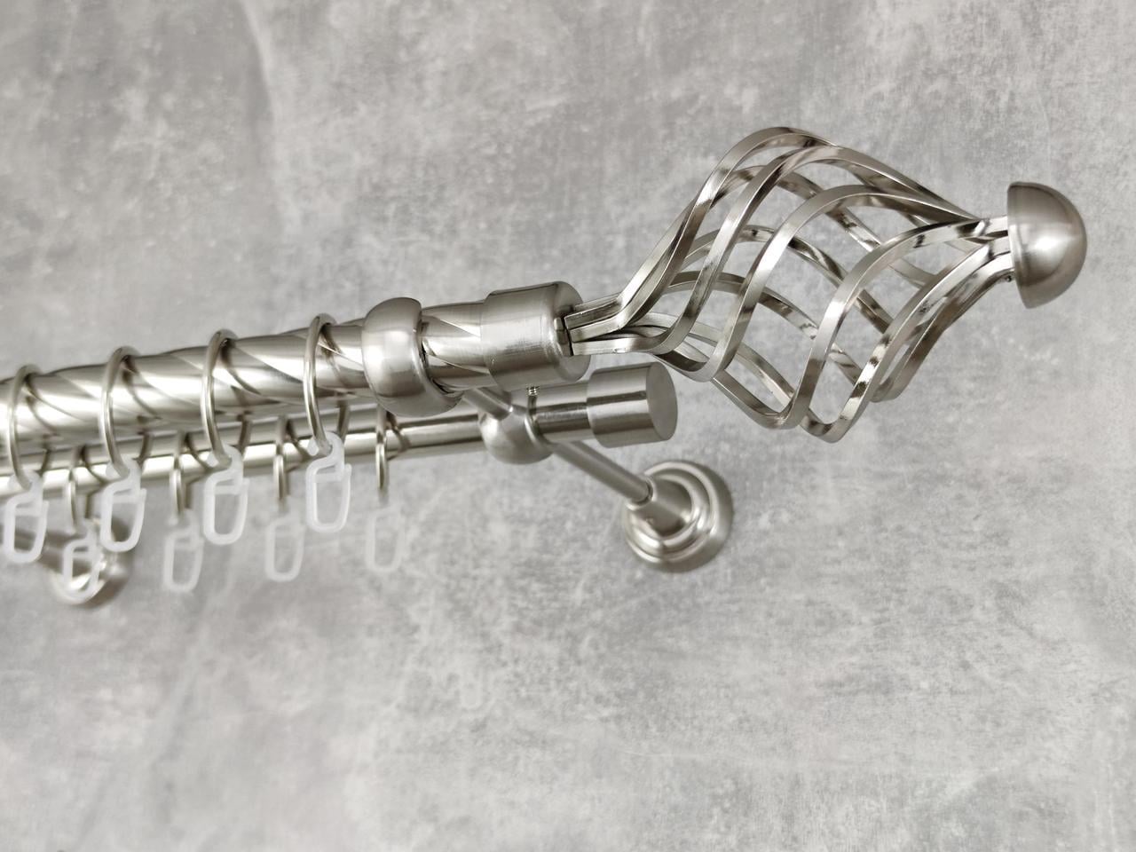 Карниз MStyle металлический для штор двухрядный Арезо 25/19 мм крученый 200 см Сталь (5019581)