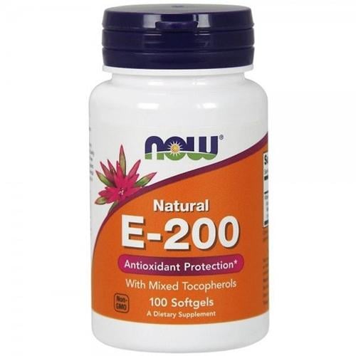 Витамин E NOW Foods Vitamin E-200 with Mixed Tocopherols 100 Softgels - фото 1