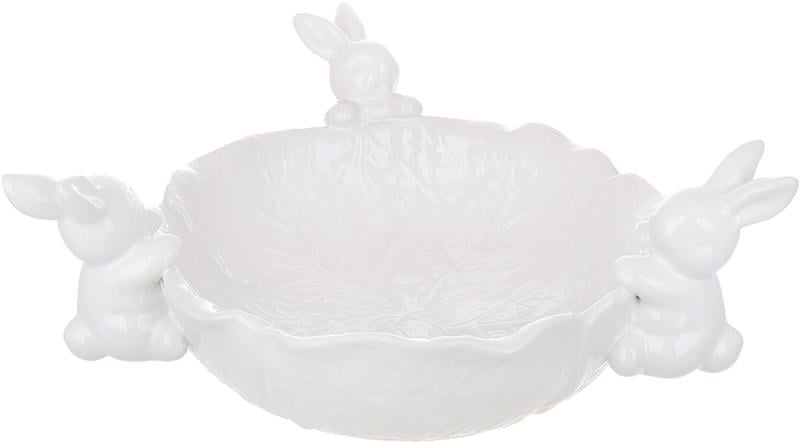 Салатница керамическая зайки в капусте 1500 мл Белый