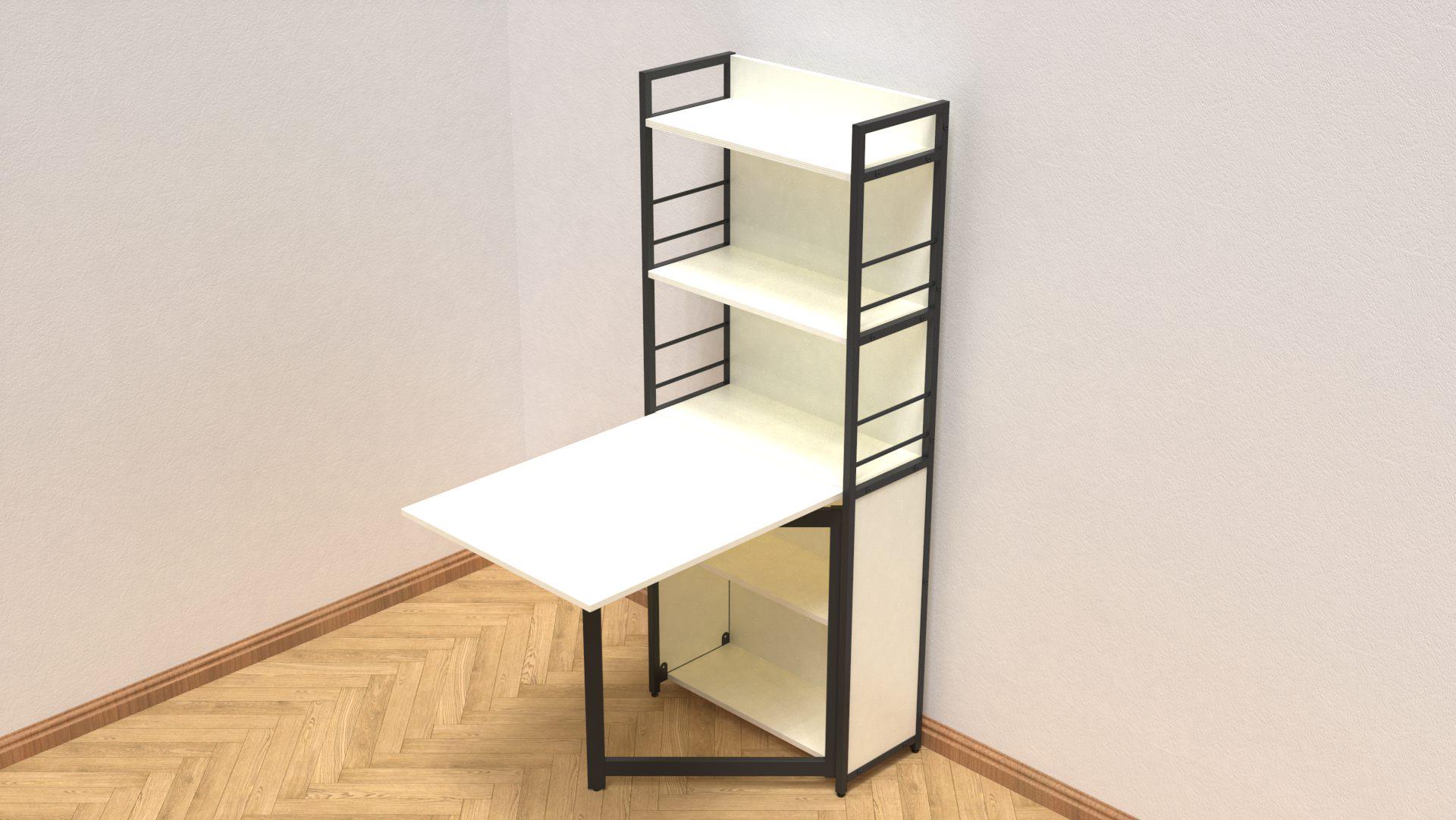 Стіл книжка з етажеркою Ferrum-decor Практик 2 метал/ДСП 16 мм 1555x640x990 мм Чорний/Білий (FRD-104625) - фото 3 Стіл книжка з етажеркою Ferrum-decor Практик 2 метал/ДСП 16 мм 1555x640x990 мм Чорний/Білий (FRD-104625) - фото 3