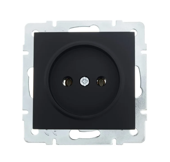 Розетка одинарна Lezard Vesna без заземлення Чорний (26408089)