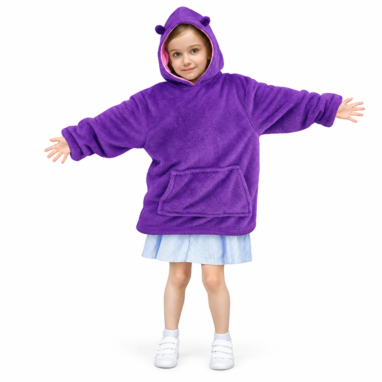 Плед-худи детский Huggle Pets Hoodie 2в1 с капюшоном и игрушка-подушка до 140 см Фиолетовый (MX-00007383Q)