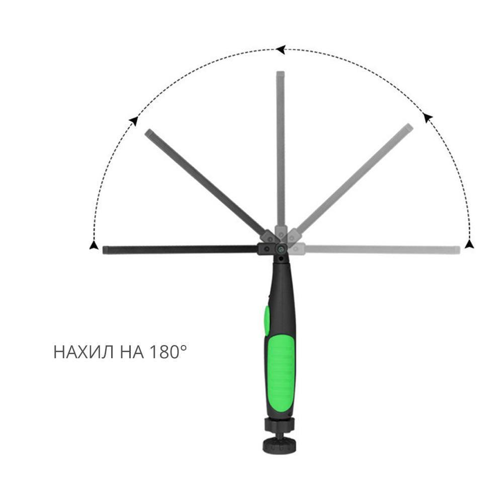 Ліхтар акумуляторний складний з магнітним тримачем поворотний Чорно-зелений (11685612) - фото 5