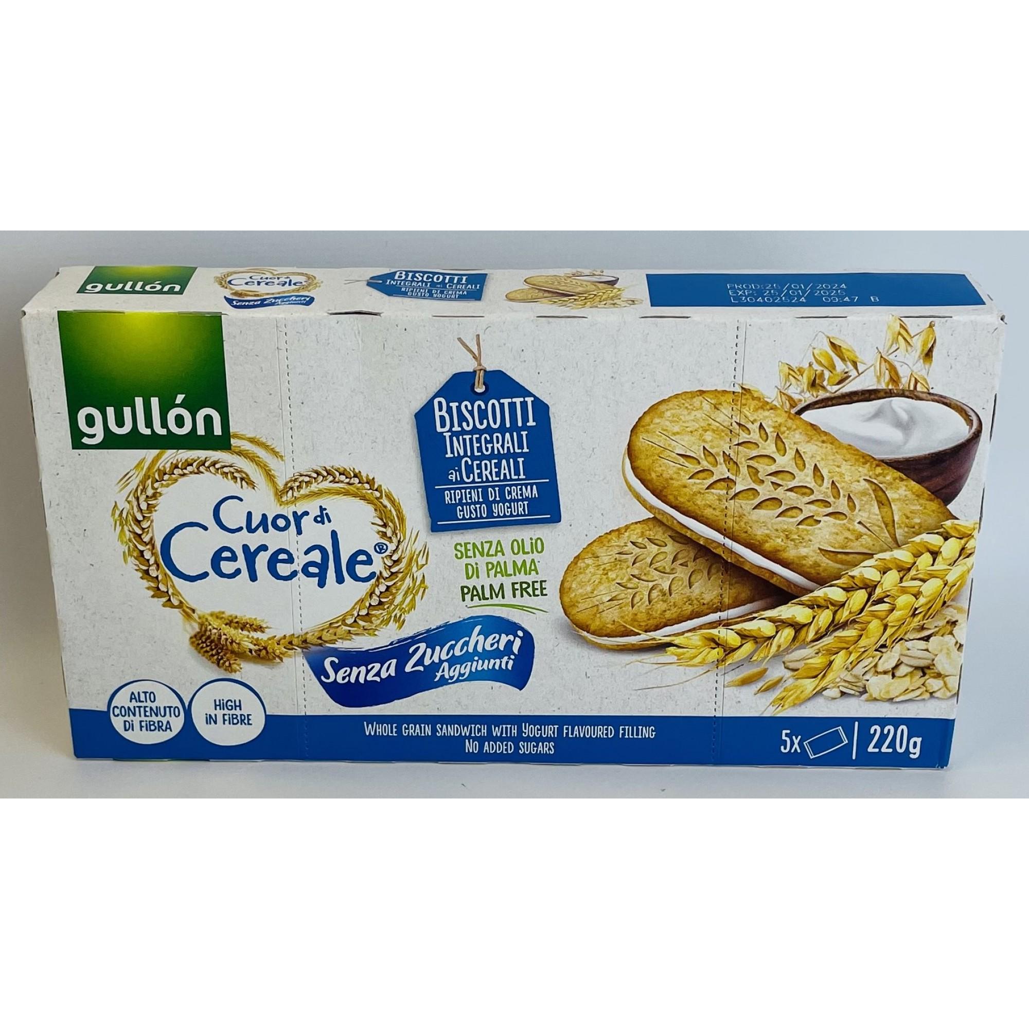 Печенье Gullon Cuor di Cereale сэндвич с йогуртом цельнозерновое без сахара 220 г