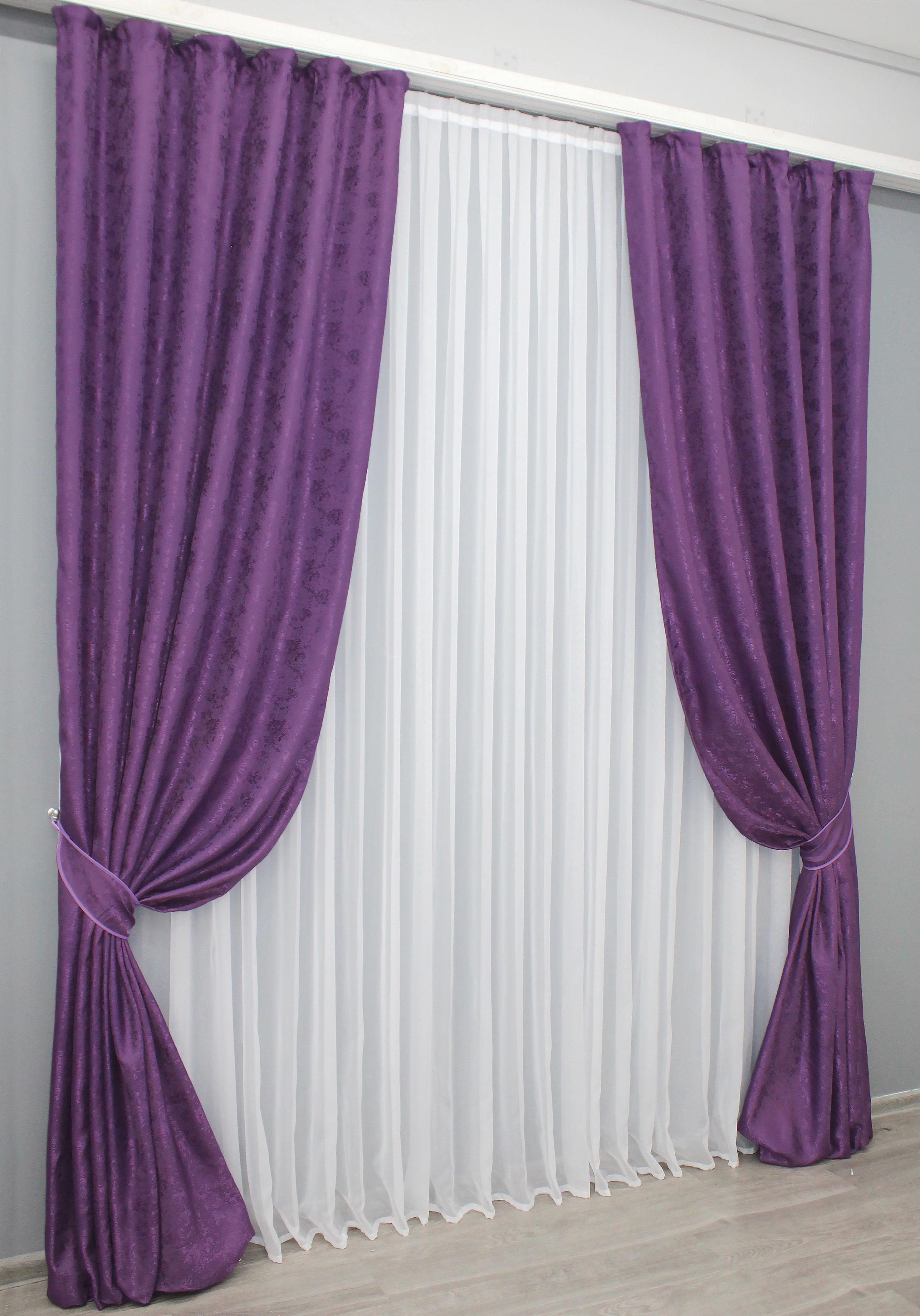 Комплект штор VR-Textil Al1 №1301ш жакард/мармур 150х270 см 2 шт. Фіолетовий (33-0236) - фото 2 Комплект штор VR-Textil Al1 №1301ш жакард/мармур 150х270 см 2 шт. Фіолетовий (33-0236) - фото 2