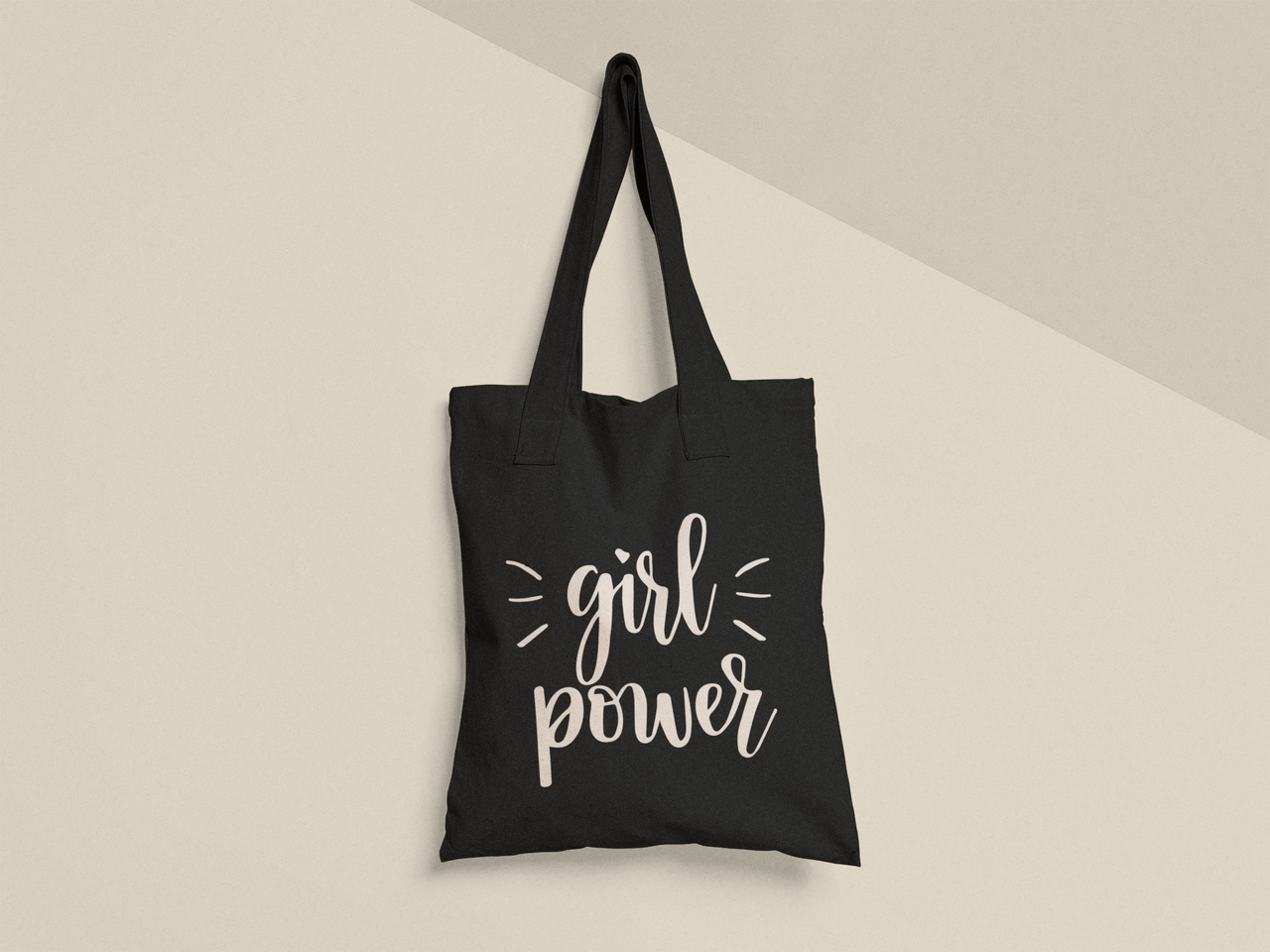Эко-сумка шоппер с принтом "Girl power" 38х40 см Черный (ПН413-Т1)
