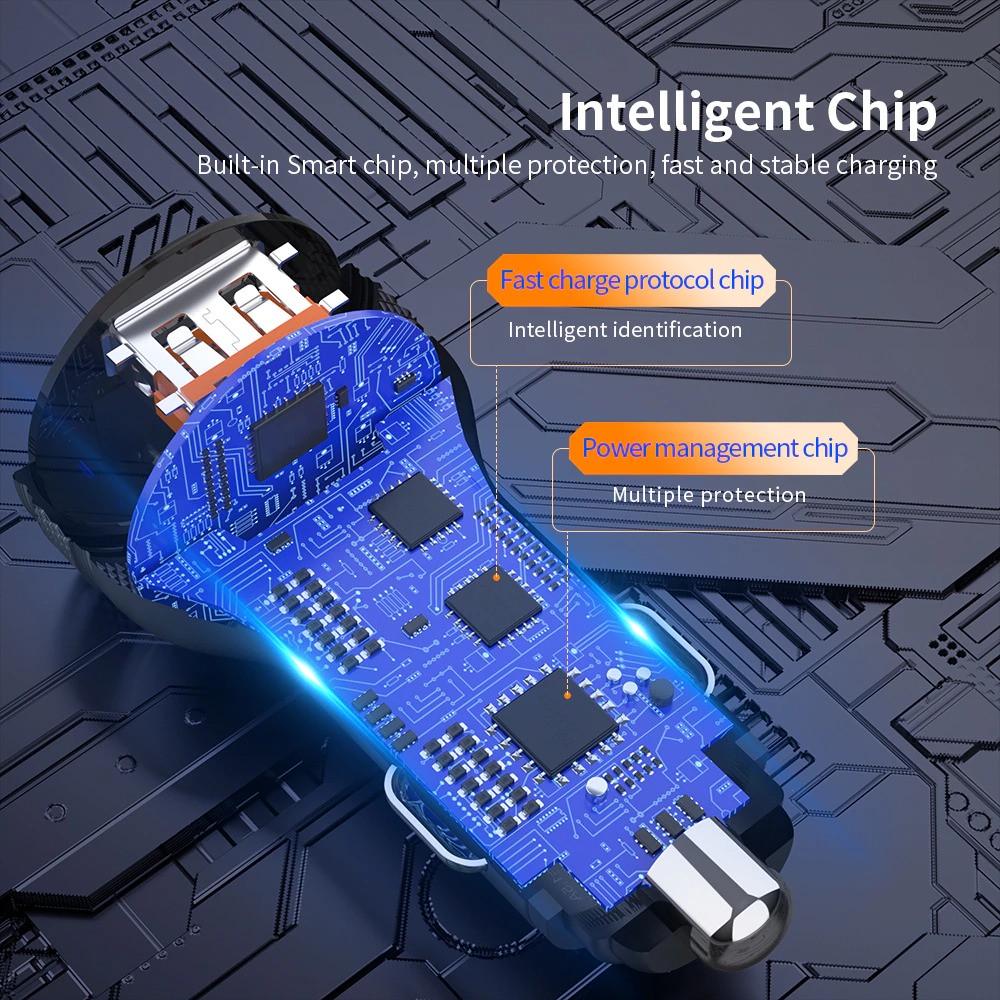 Зарядное устройство для автомобильного Essager 2xUSB qc 3.0 36 W Metall с дисплеем (25397345) - фото 3 Зарядное устройство для автомобильного Essager 2xUSB qc 3.0 36 W Metall с дисплеем (25397345) - фото 3