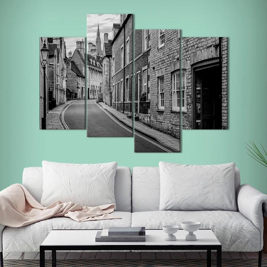 Картина город Чёрно-белая улица с красивой архитектурой 89x56 см (A748-4)