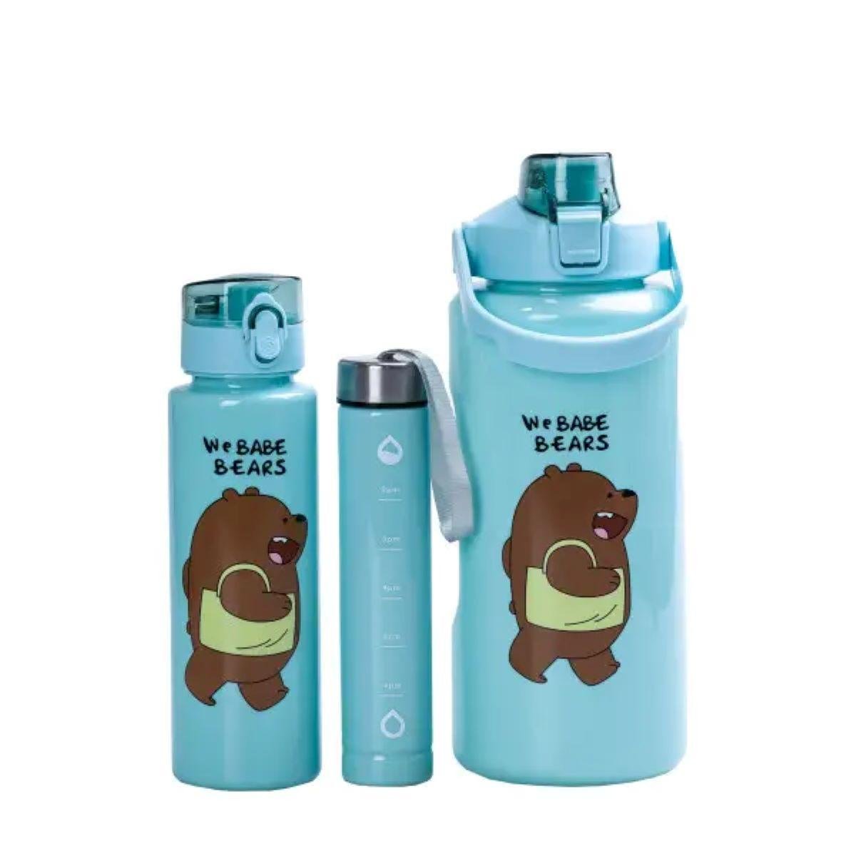 Набір пляшок Панда 3в1 з поїлкою і ручкою 0,3 л/0,7 л/2 л М'ятний (HPZSB120014M)