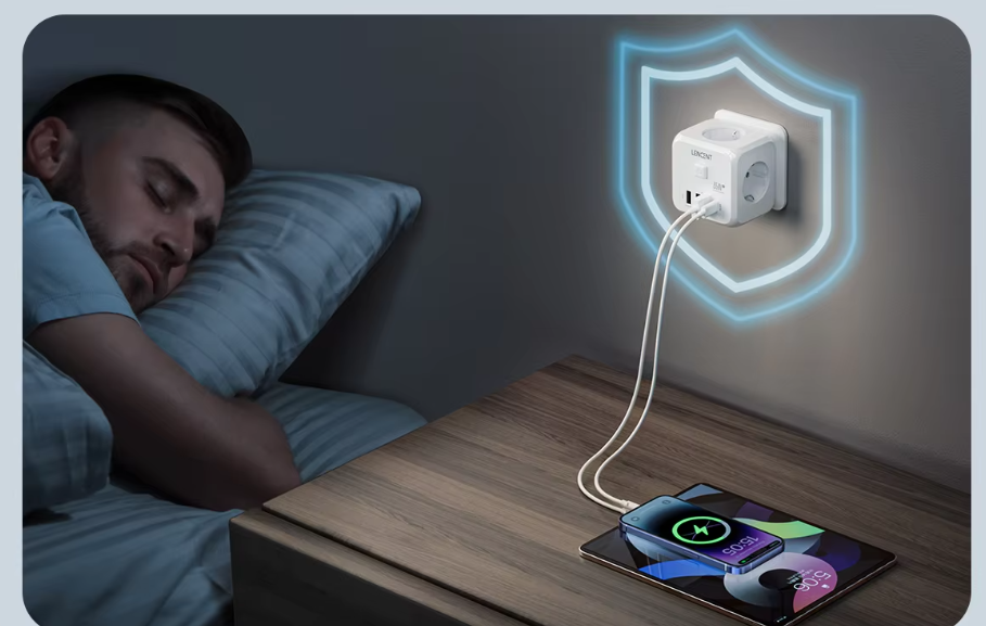 Сетевой фильтр тройник LENCENT PA037EU 7в1 с выключателем и 3 USB/1TYPE-C - фото 5 Сетевой фильтр тройник LENCENT PA037EU 7в1 с выключателем и 3 USB/1TYPE-C - фото 5